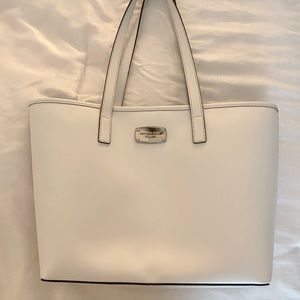 White leather Michael Kors MK tote bag
